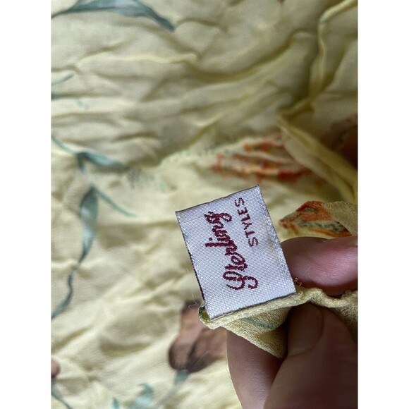 Vintage  2 Shawl Scarf Sheer Orange And Yellow Large 64x30” - Picture 4 of 8